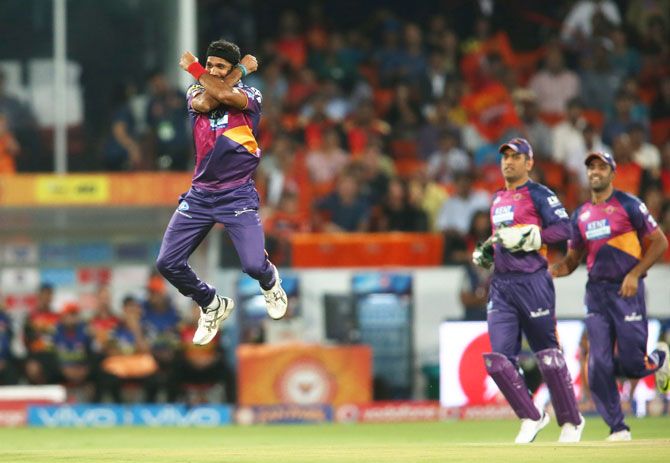 Ashok Dinda does a Cristiano Ronaldoesque celebration on picking a wicket on Tuesday