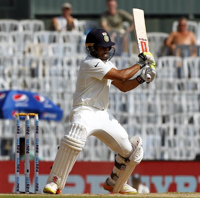 Karun Nair bats during Day 4