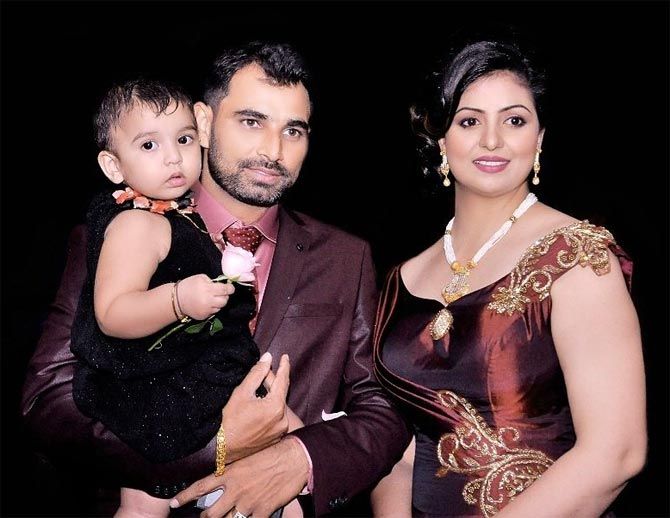 Mohammed Shami with his wife Hasin Jahan and daughter Aairah
