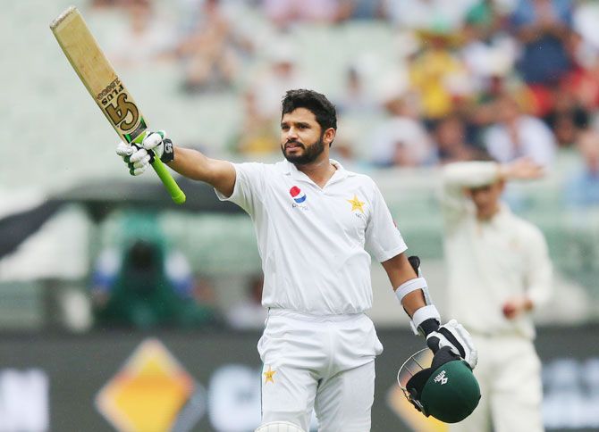 Pakistan's Azhar Ali celebrates his century against Australia on Day 2 of the second Test at Melbourne Cricket Ground on Tuesday