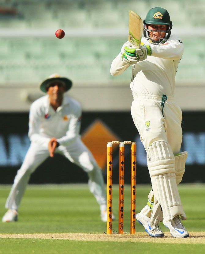 Australia's Usman Khawaja bats on Day 3 of the Second Test against Pakistan