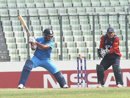 India batsman Rishabh Pant bats during his record-breaking innings against Nepal in their Under-19 World Cup match on Monday
