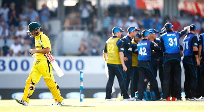 David Warner walks off after being adjudged leg before wicket
