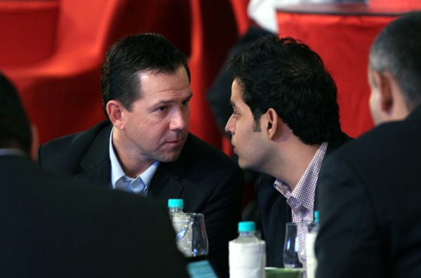Mumbai Indians owner Akash Ambani (right) and coach Ricky Ponting 