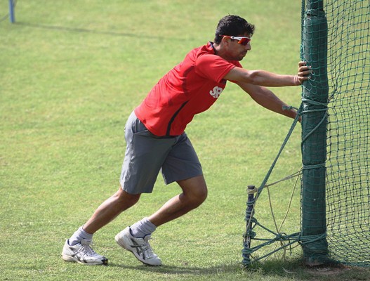 India's Ashish Nehra during a practice session 