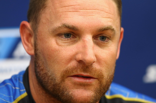 Brendon McCullum of New Zealand speaks to the press during a New Zealand nets session at Basin Reserve 