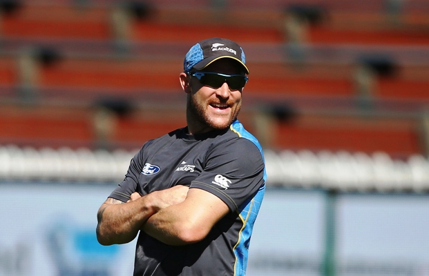 Brendon McCullum of New Zealand looks on during a New Zealand nets session at Basin Reserve 
