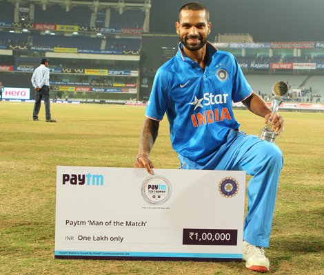 Shikhar Dhawan of India is man of the match  