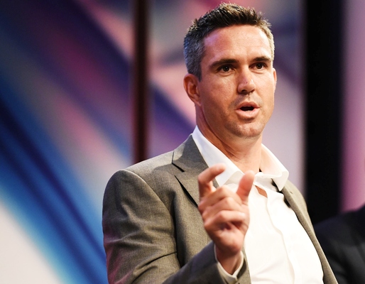 England's Kevin Pietersen speaks during a function in London