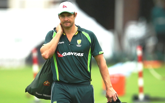 Australia's Shane Watson during a nets session 