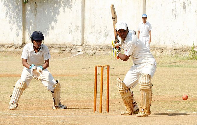 Pranav Dhanawade in action during his epic innings