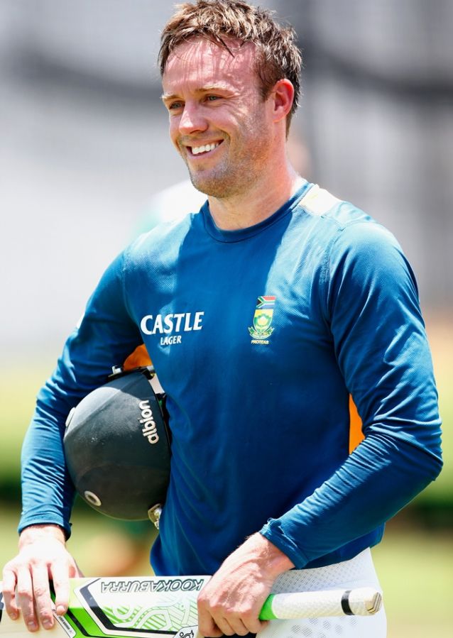 South Africa's AB de Villiers looks on during nets session