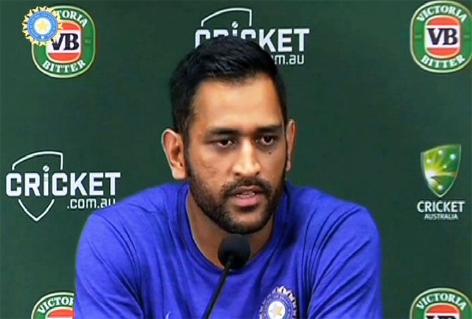 India captain Mahendra Singh Dhoni at a press conference