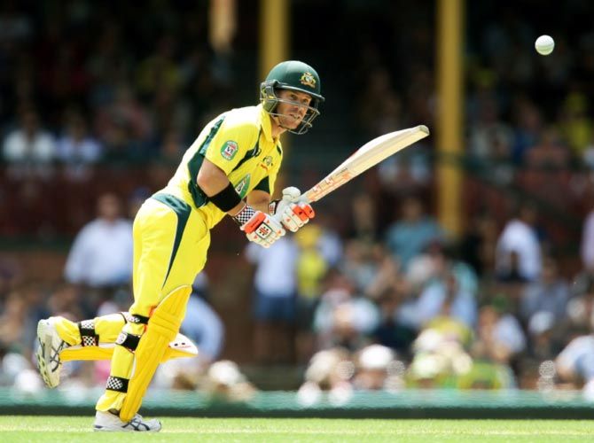 Australia's David Warner bats