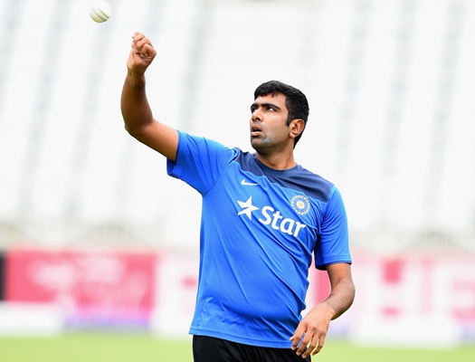 Ravichandran Ashwin of India during a practice session 