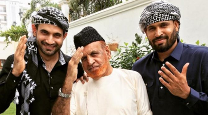 Irfan and Yusuf Pathan with their father Mehmood Khan Pathan