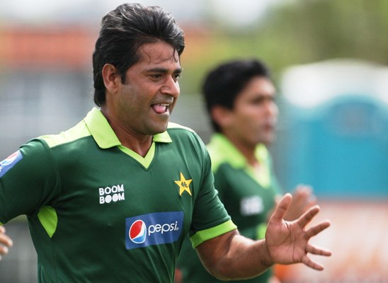  Pakistan's Aaqib Javed during a training session 