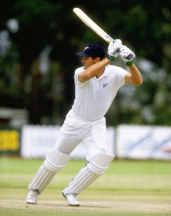 New Zealand's Martin Crowe in action during the First Test against Zimbabwe at the Bulawayo Athletic Club in Zimbabwe in November 1992