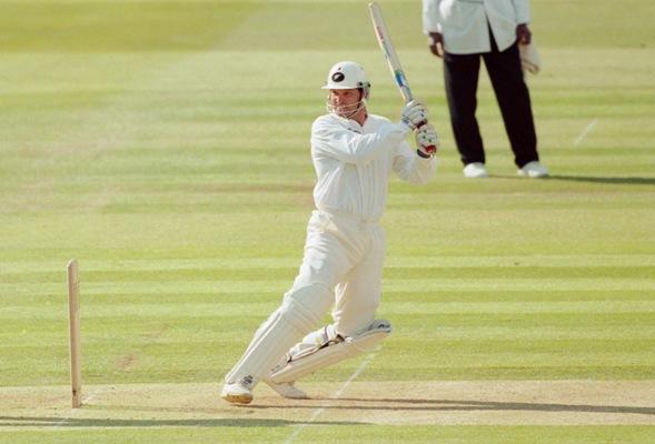 Martin Crowe of New Zealand hits out 