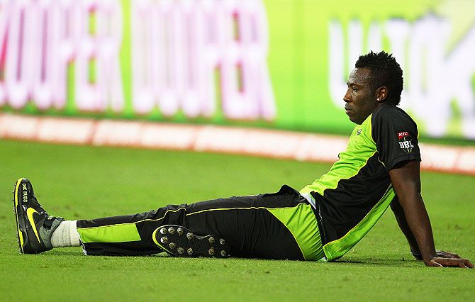 West Indies' Andre Russell looks on during the Big Bash League