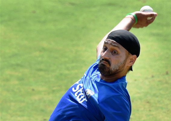 India's Harbhajan Singh during a training session 