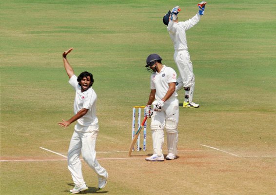 Mumbai's Abhishek Nayar in action against Rest of India in Irani Trophy at Brabourne Stadium 