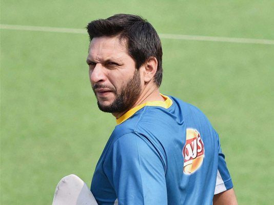 Pakistan captain Shahid Afridi during their practice session at Eden Gardens