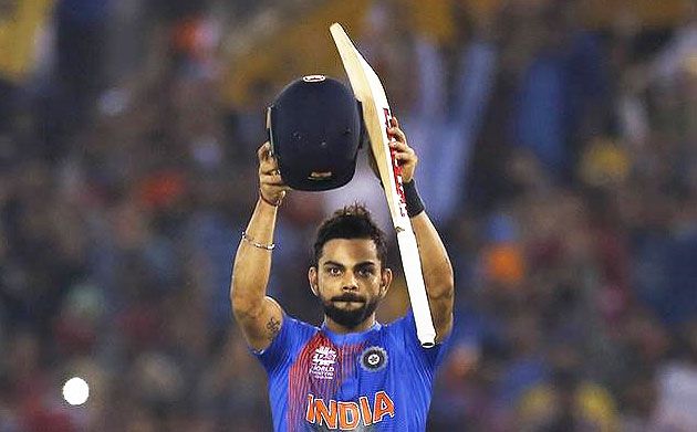 . India's Virat Kohli acknowledges the crowd after winning their match