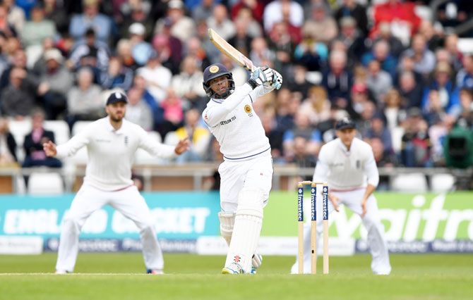 Sri Lanka batsman Kusal Mendis bats