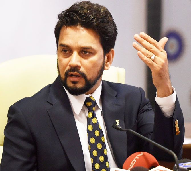 New BCCI president Anurag Thakur during a press conference in Mumbai on Sunday