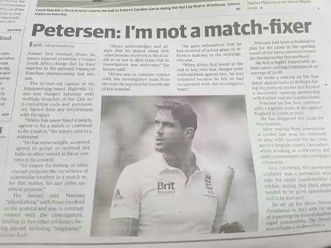 Kevin Pietersen tweeted the newspaper cutting of the mistaken identity