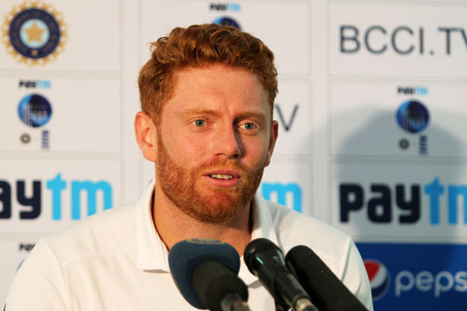 England 'keeper Jonny Bairstow at the press conference on Day 3 of the 2nd Test in Vizag on Friday