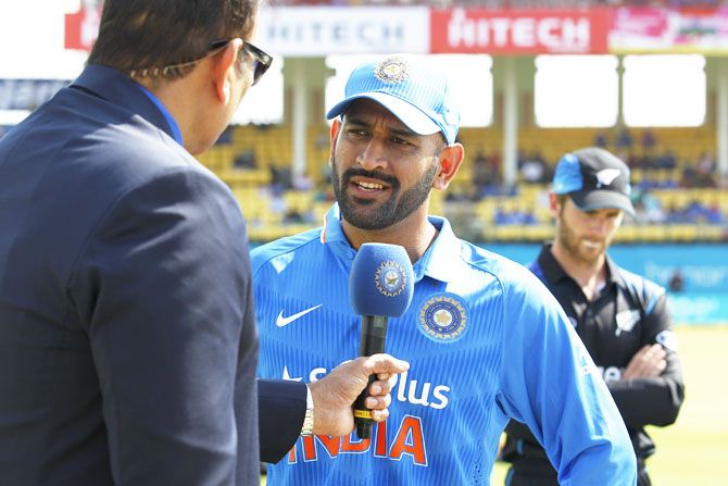 India's ODI captain Mahendra Singh Dhoni at the post-match presentation in Dharamsala on Sunday