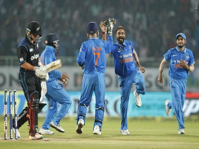 Leg-spinner Amit Mishra was the Man of the Series in the last ODI series India played against New Zealand, October 2016. Photograph: BCCI