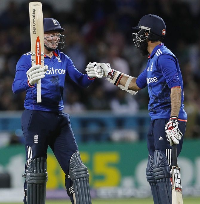 England's Jonny Bairstow celebrates