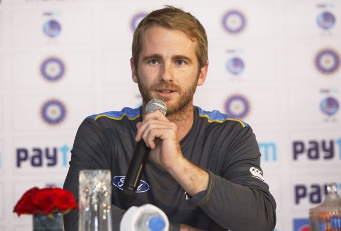 New Zealand captain Kane Williamson speaks at a press conference in New Delhi on Tuesday