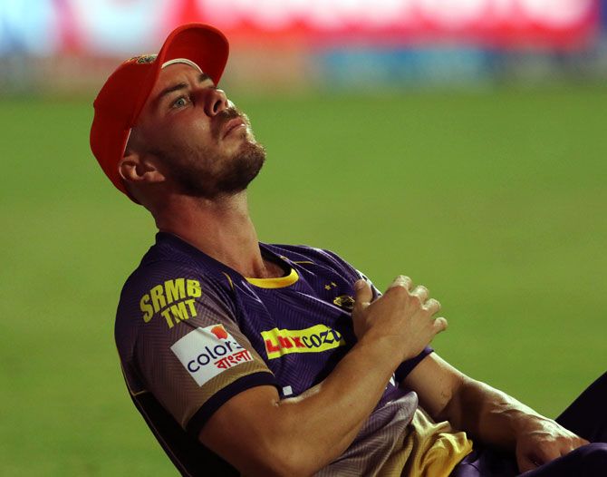 Kolkata Knight Riders' Chris Lynn was injured while fielding during the match against Mumbai Indians on Sunday