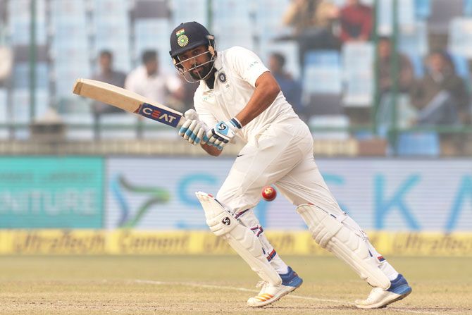 Rohit Sharma bats during his innings of 65