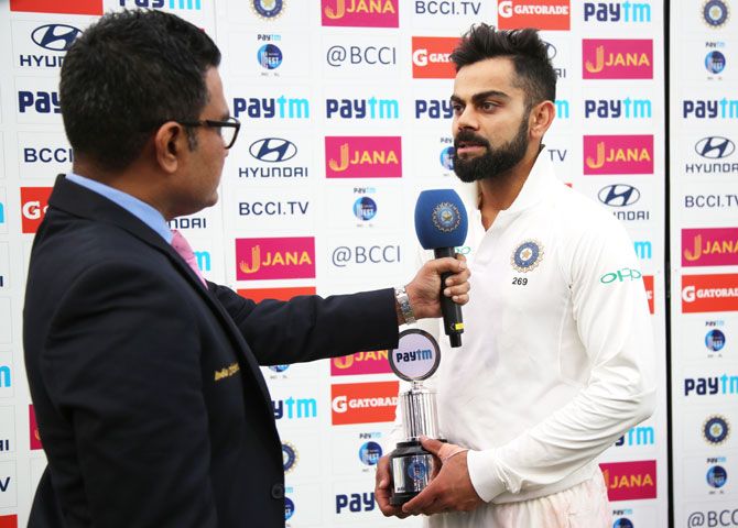 India captain Virat Kohli was named Man-of-the-match and Man of the series after hitting 610 runs with three hundreds, including two double tons
