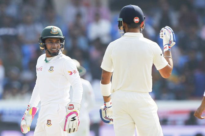 Bangladesh captain Mushfiqur Rahim and his Indian counterpart Virat Kohli are involved in some banter