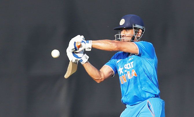 MS Dhoni of India 'A' bats during the innings against England XI in Mumbai on Tuesday