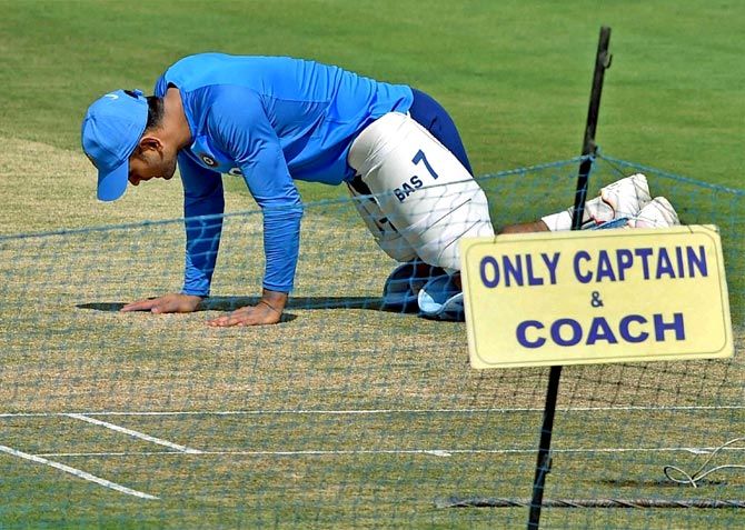 (Picture for representational purpose only) Mahendra Singh Dhoni inspects the pitch
