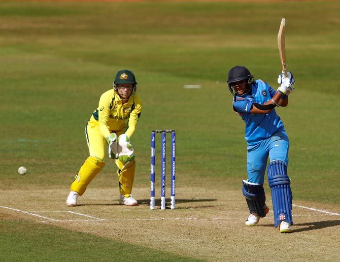 Harmanoreet Singh during her innings of 171 against Australia in the ICC Wiomen's World Cup semi-final on Thursday
