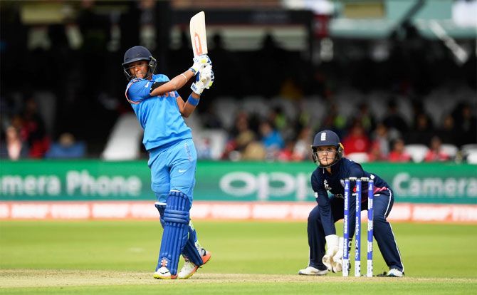 Harmanpreet Kaur in action during her innings of 51 