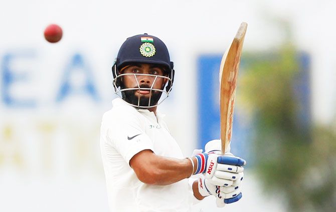 India's captain Virat Kohli en route his 17th Test century on Saturday