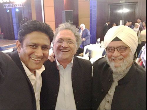 Ramachandra Guha (centre) seen here with India coach Anil Kumble and former India captain Bishan Singh Bedi