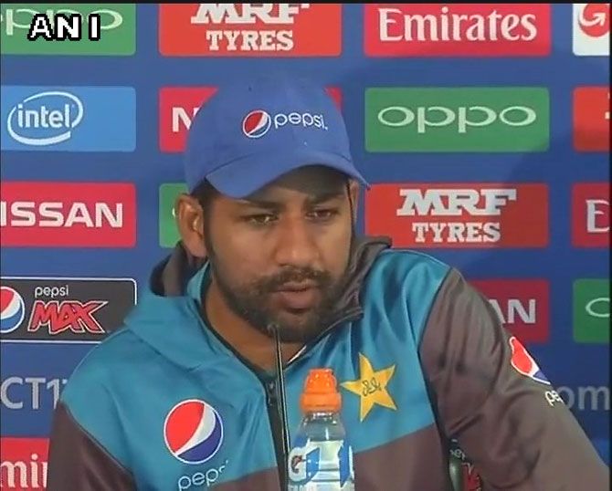 Pakistan captain Sarfraz Ahmed speaks at a press conference in Birmingham on Saturday