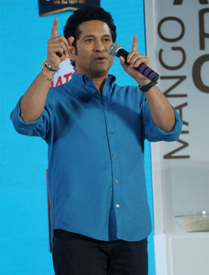 Sachin Tendulkar at a promotional event in Mumbai on Tuesday