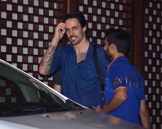 Mumbai Indians' Australian pace bowler Mitchell Johnson is all dressed for the occassion