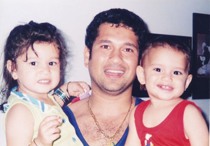 Sachin Tendulkar with children Sara and Arjun